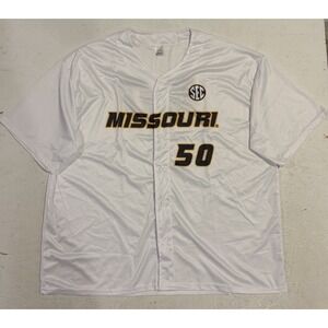 Mizzou Missouri Tigers Baseball Jersey Mens Size XL Button Up Athletic White